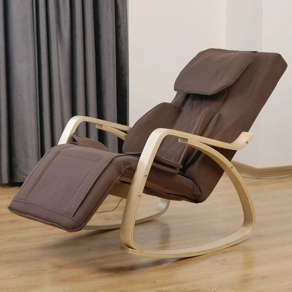 Comfortable Relax Rocking Chair With Full Massage Function Cotton Fabric Air Pressure - Brown, photo 2 of 4