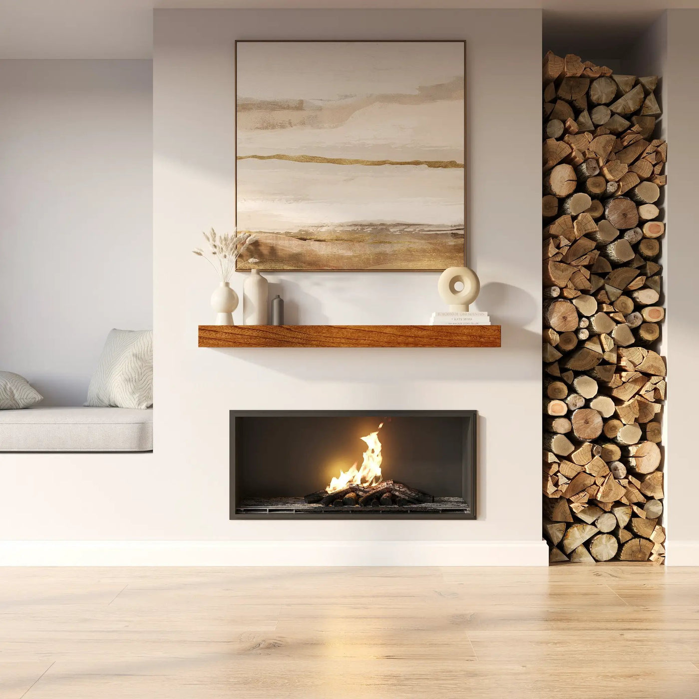 Classic Paulownia Wood Fireplace Mantel Shelf by Dogberrycollections