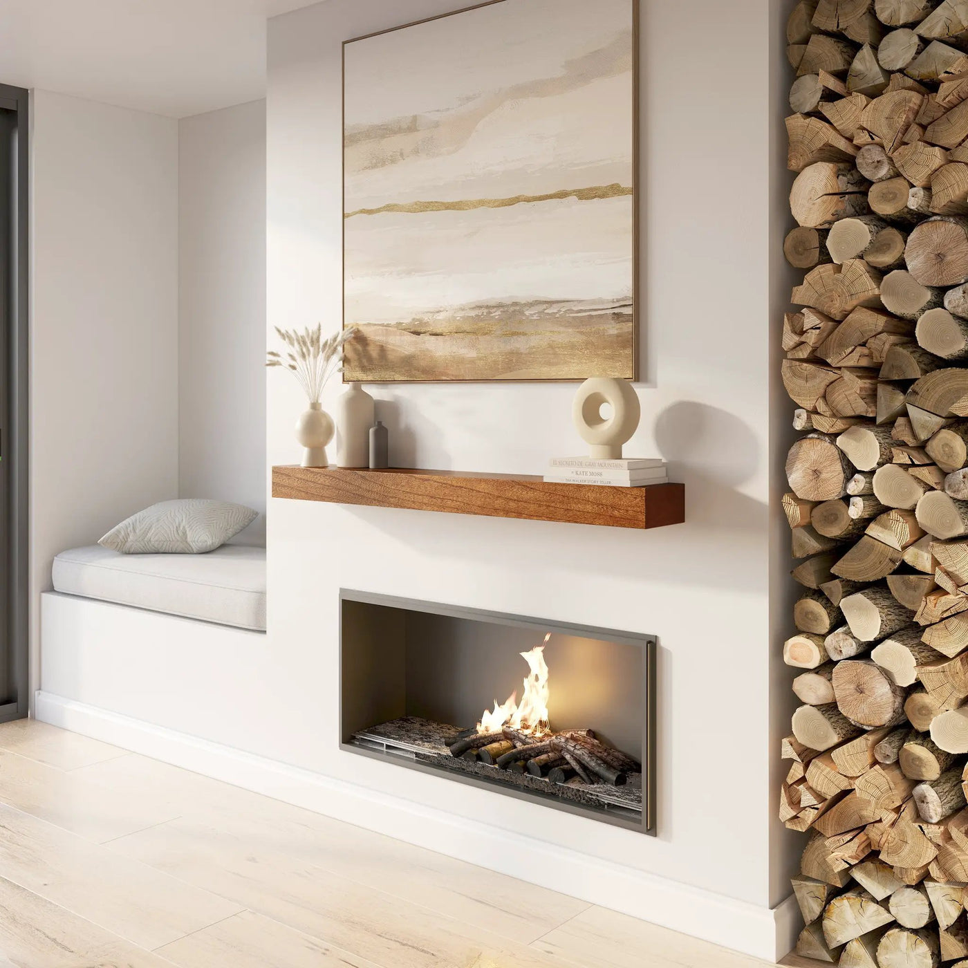 Classic Paulownia Wood Fireplace Mantel Shelf by Dogberrycollections