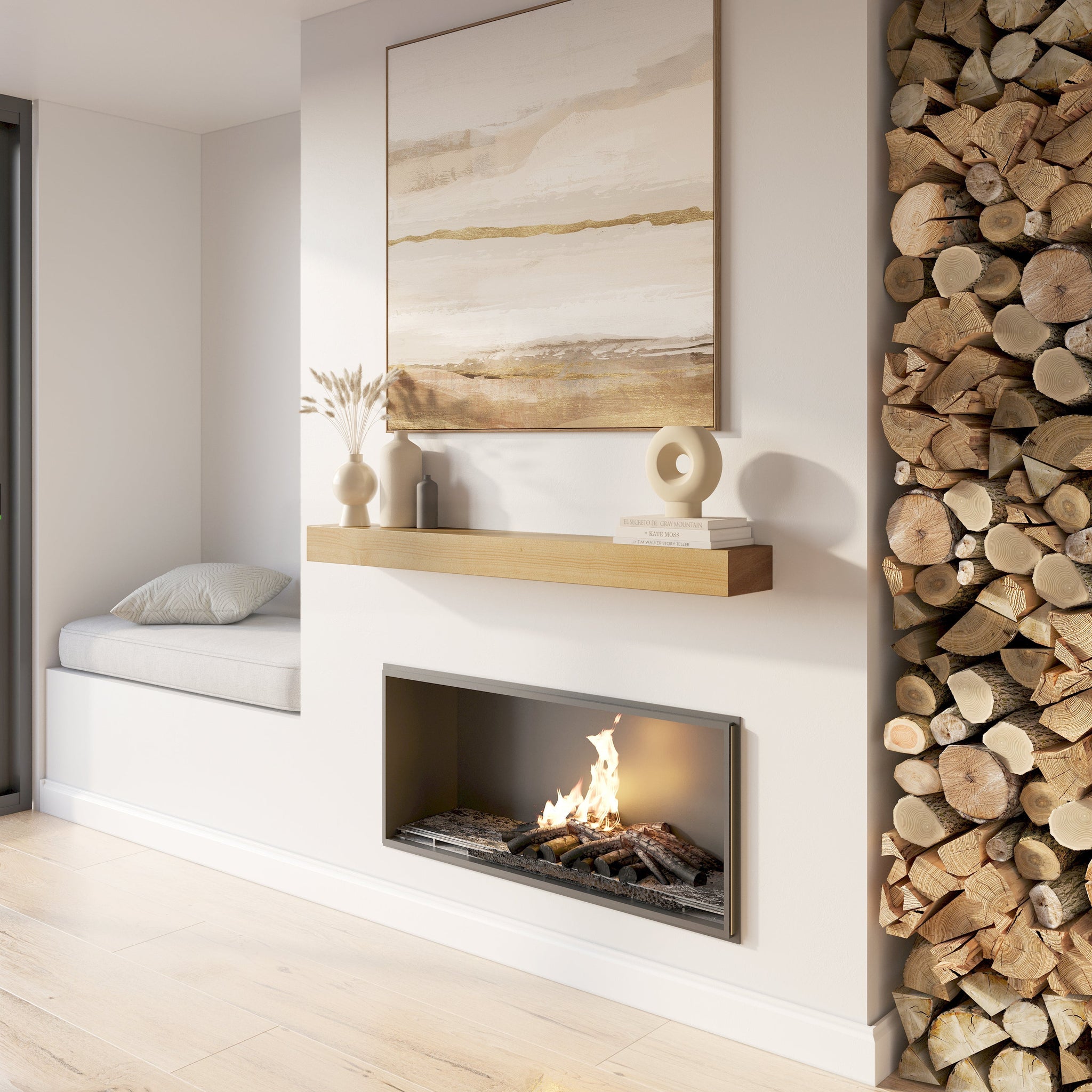 Classic Paulownia Wood Fireplace Mantel Shelf by Dogberrycollections