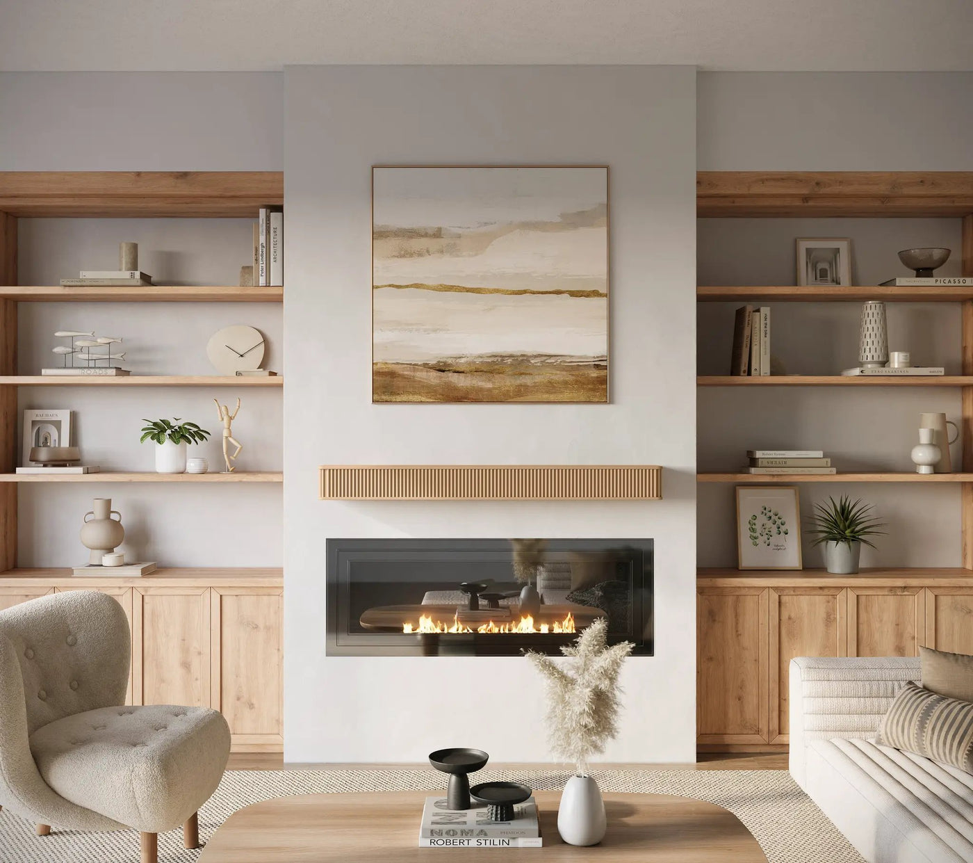Fluted Fireplace Mantel Shelf – Real Wood by Dogberrycollections