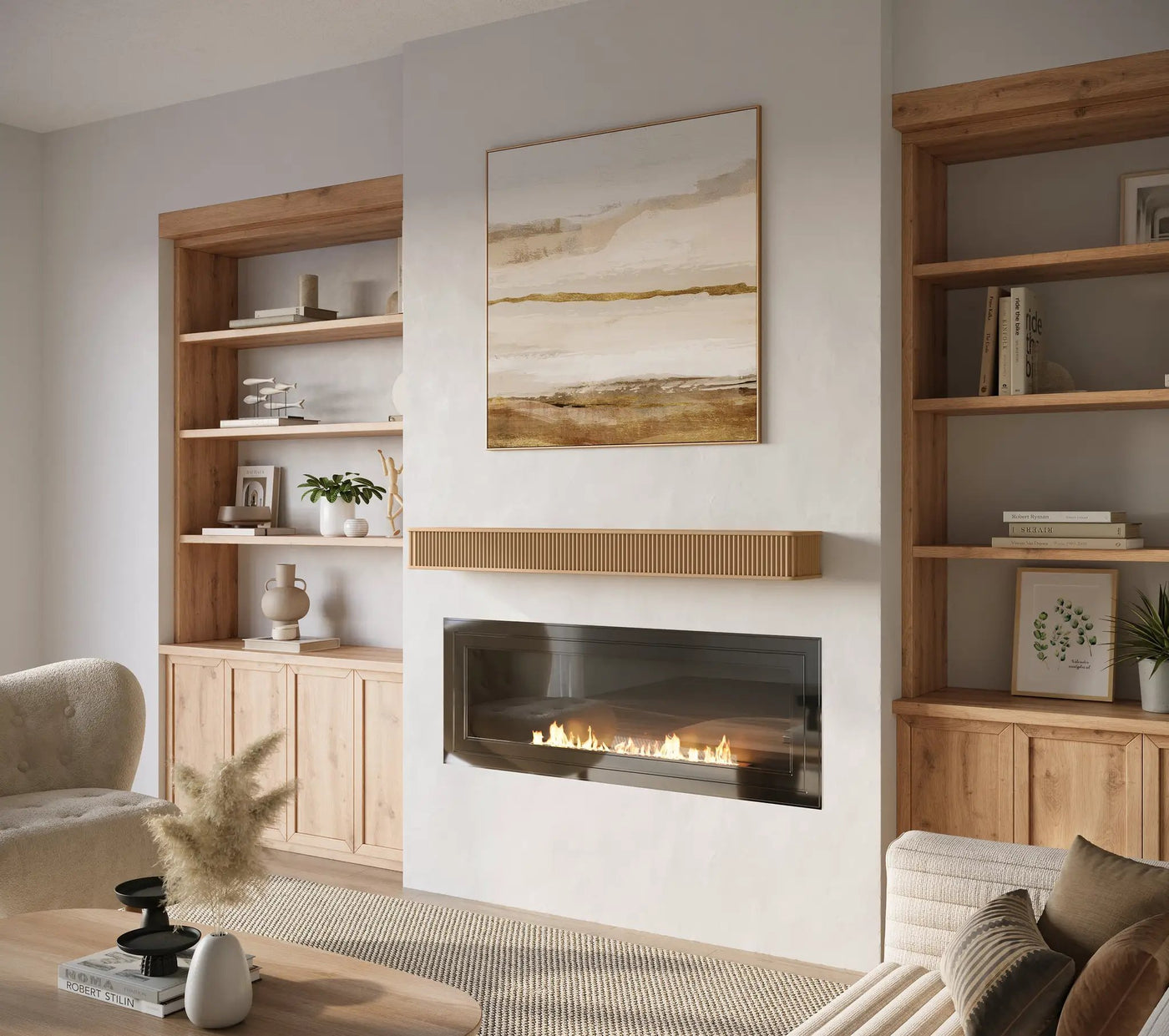 Fluted Fireplace Mantel Shelf – Real Wood by Dogberrycollections