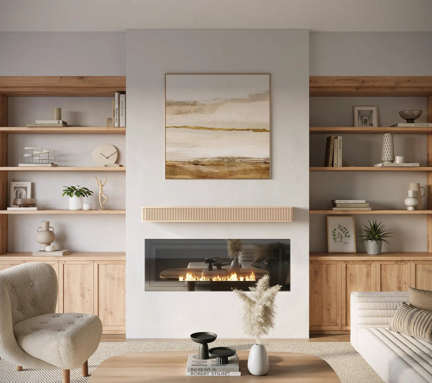 Fluted Fireplace Mantel Shelf – Real Wood by Dogberrycollections