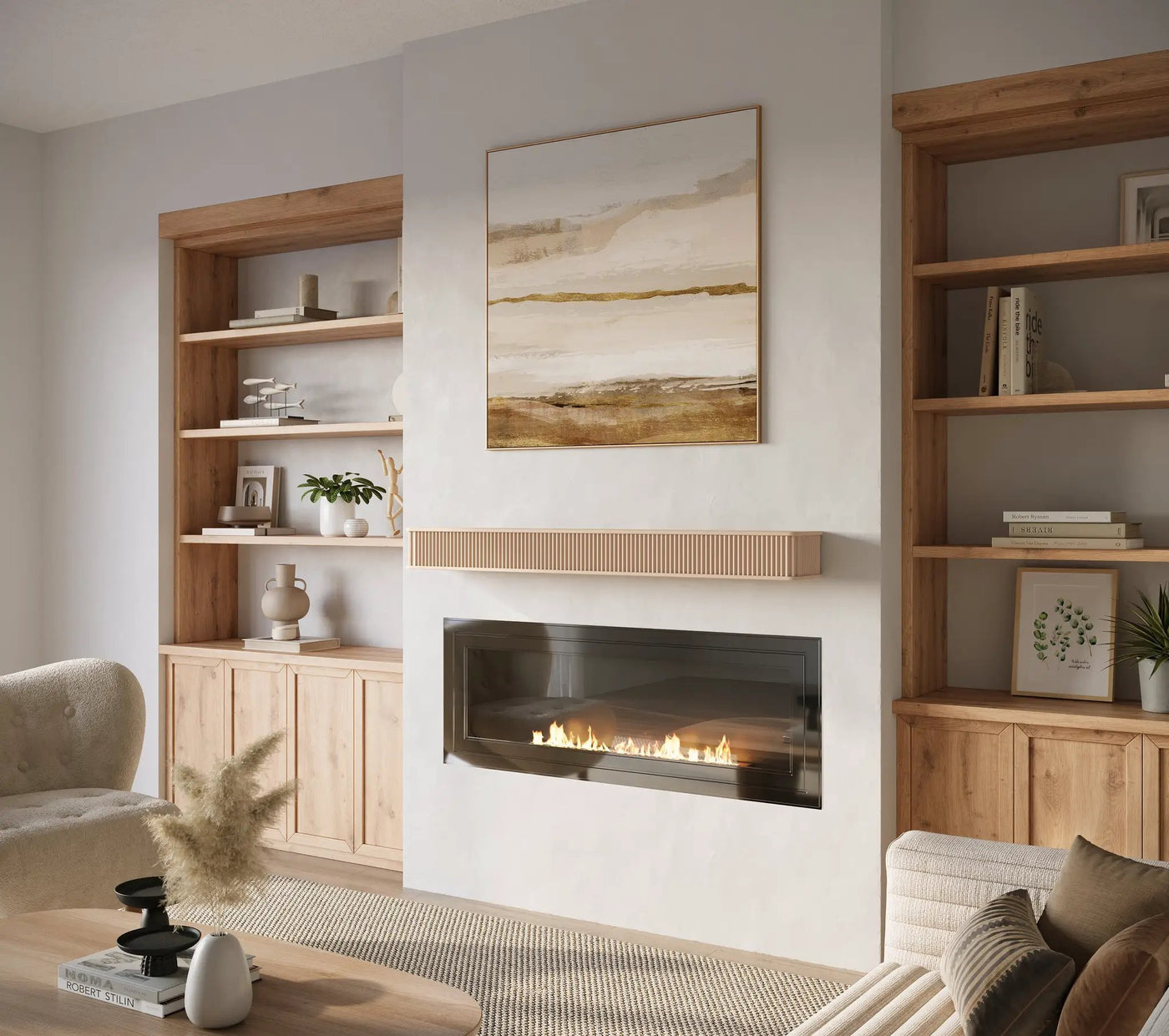 Fluted Fireplace Mantel Shelf – Real Wood by Dogberrycollections
