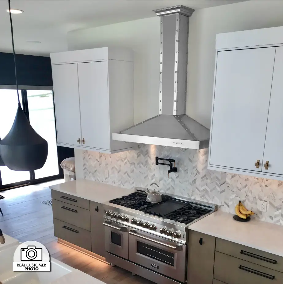 ZLINE Vented Crown Molding Profile 6 for Island Range Hood, CM6V-KB2iS by Farmhouse Kitchen and Bath