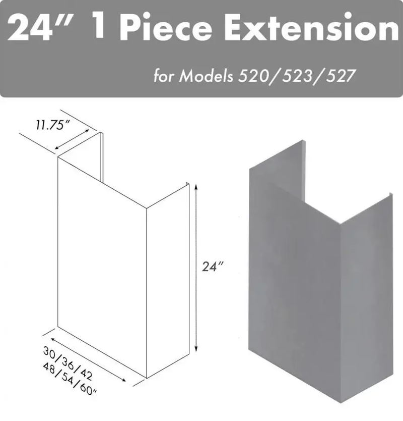 ZLINE 24" Chimney-60" Under Cabinet Hoods, 520/523/527-60-2FTEXT by Farmhouse Kitchen and Bath