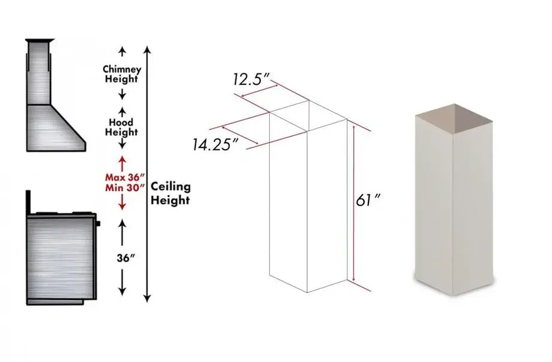 ZLINE 61" Wooden Chimney Extension, Ceilings up to 12.5', KBiTT-E by Farmhouse Kitchen and Bath