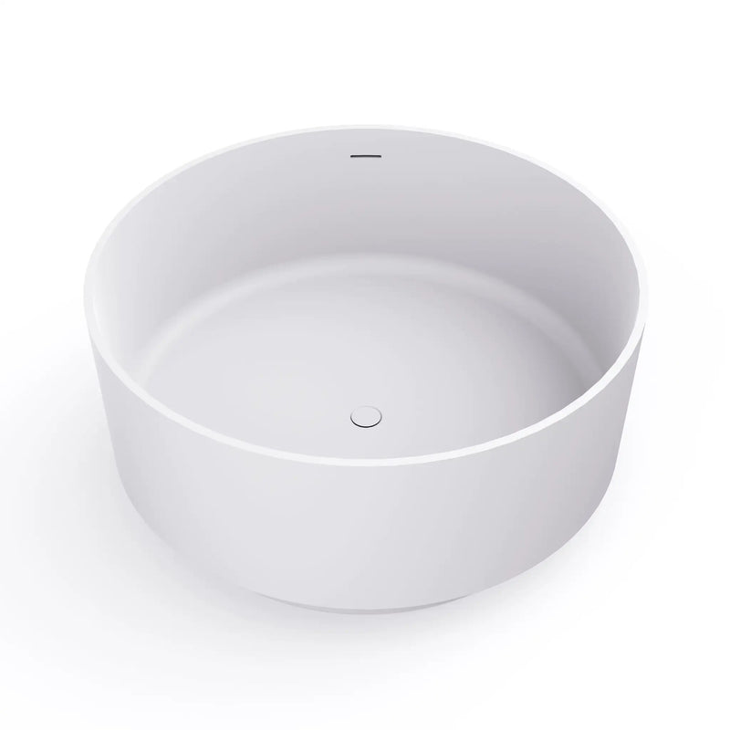 49 Inch Round Shape Freestanding Solid Surface Soaking Bathtub by HouseOfZazla