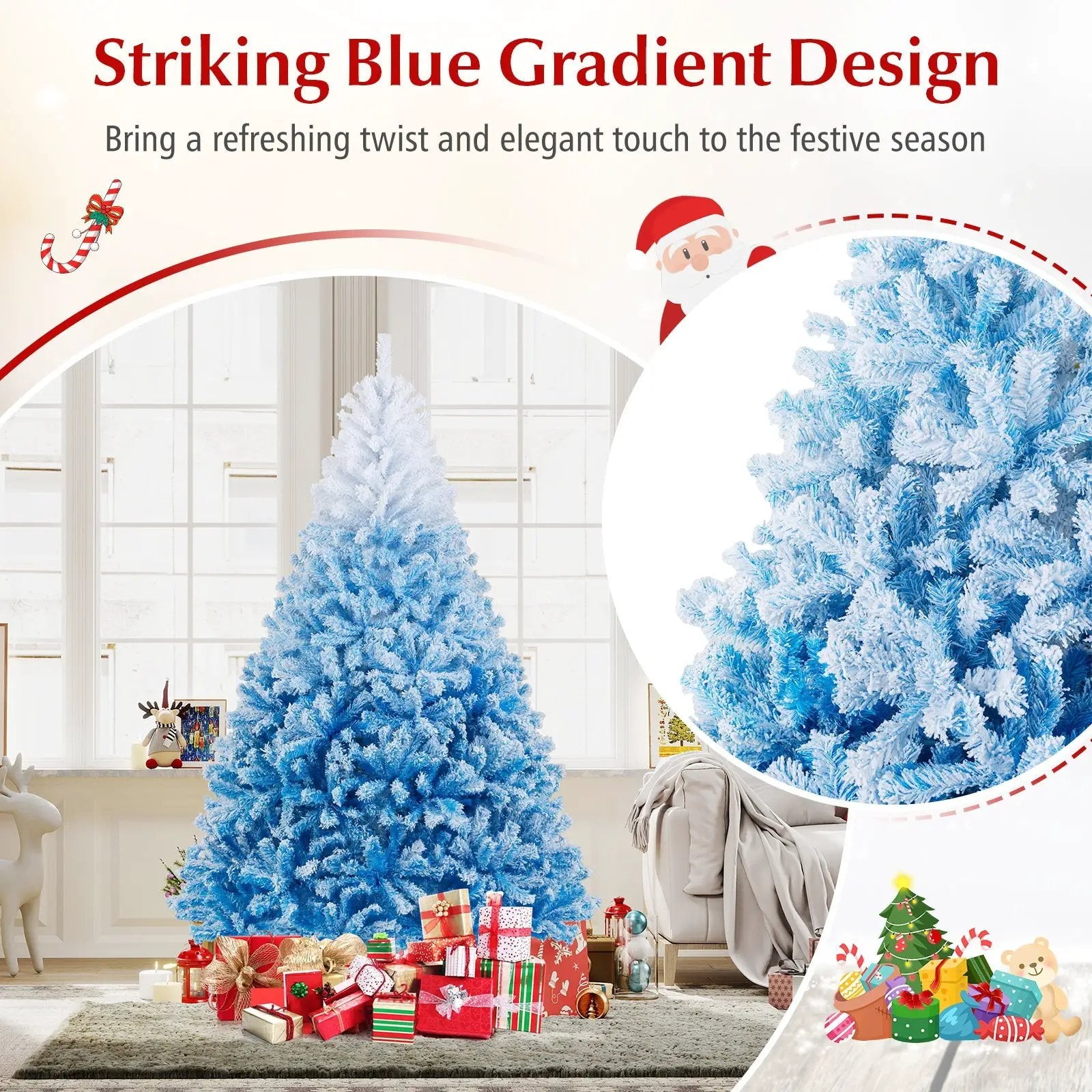 2025 New Artificial Christmas Tree with 456 Branch Tips and Folding Metal Stand by DirectDeals