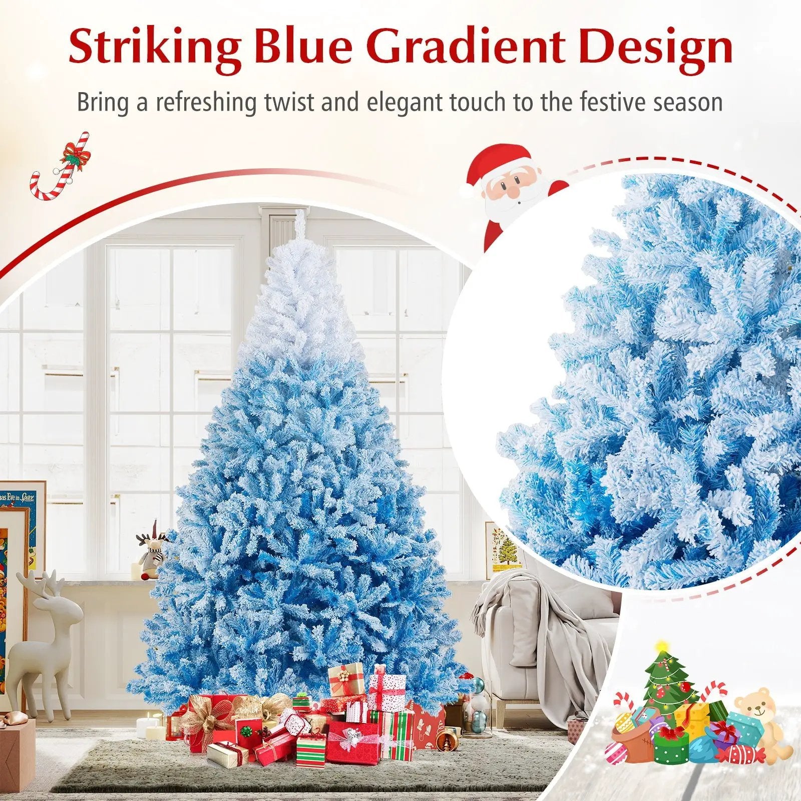 2025 New Artificial Christmas Tree with 456 Branch Tips and Folding Metal Stand by DirectDeals