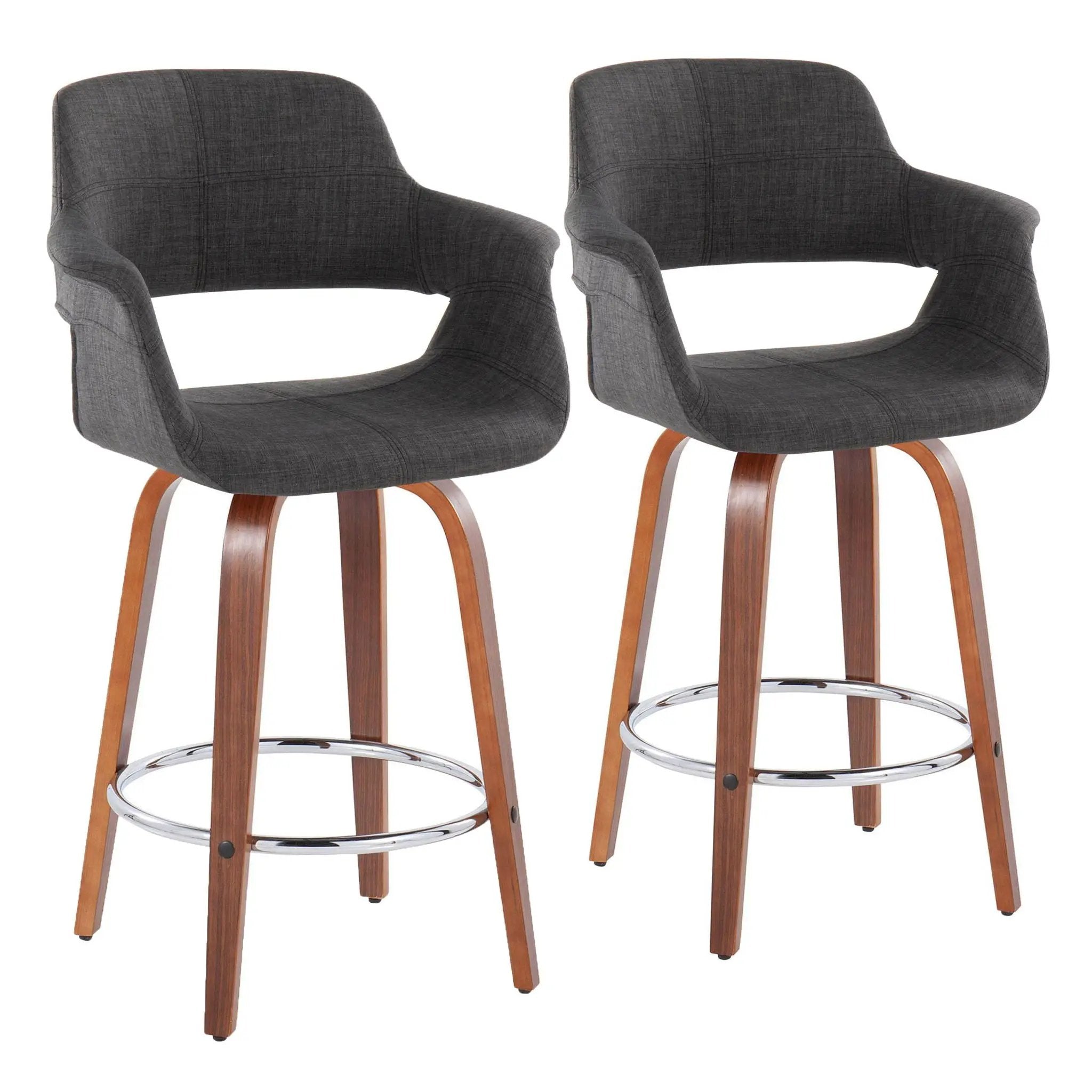 Vintage Flair - Mid-Century Modern Fixed Height Counter Stool With Swivel With Round Footrest (Set of 2) by HouseOfZazla