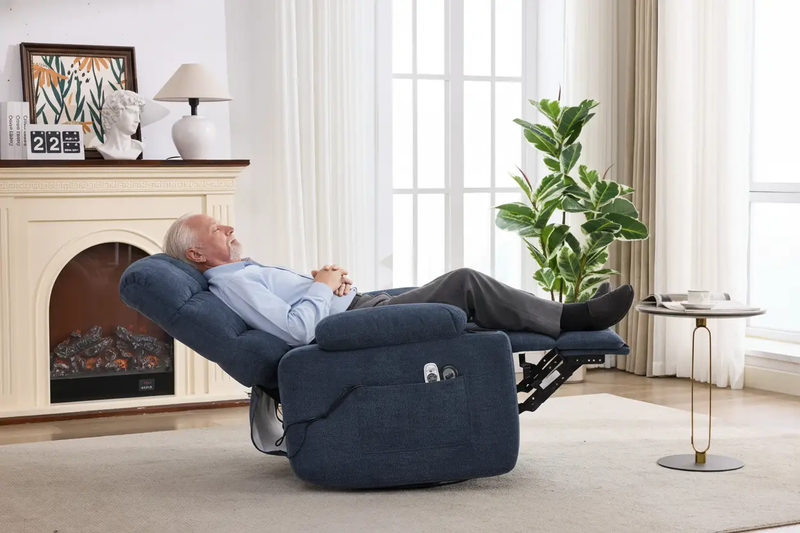 Heat Massage Electric Recliner Chair with Rocker and Swivel in Fabric by HouseOfZazla