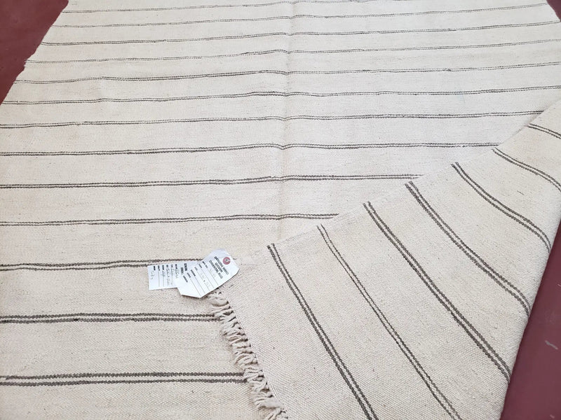 New Turkish Kilim Rug, Striped Area Rug, Southwestern Style, Off-white/Ivory Color, 5x8 Kilim Carpet, Hand-Knotted, Flatweave, Wool by Jewel Rugs