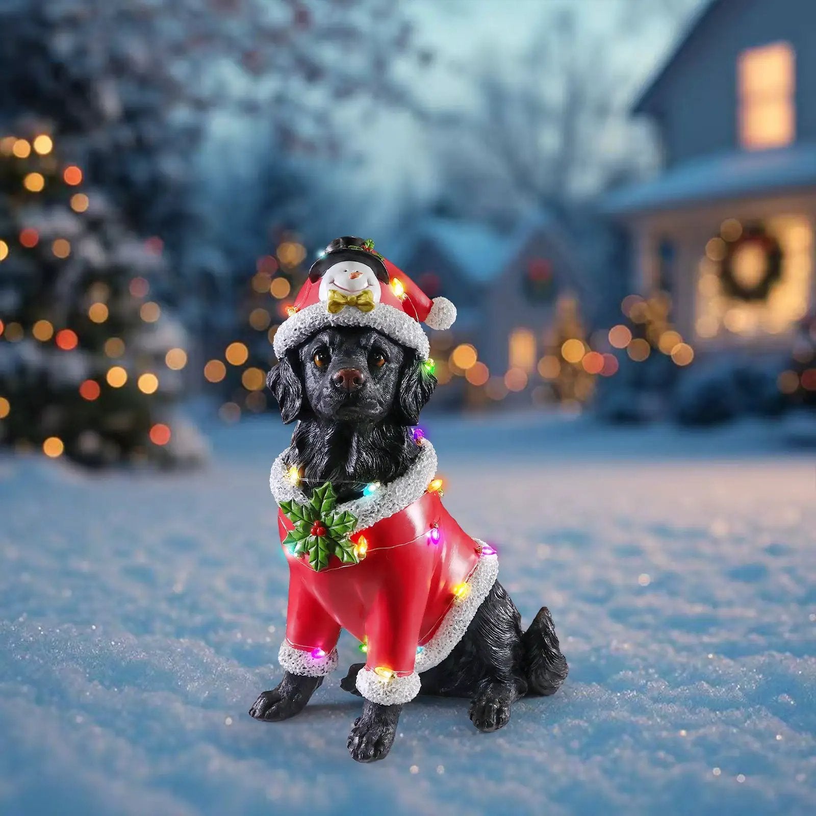 Christmas Dog Statue - Holiday Dog Figurine by HouseOfZazla