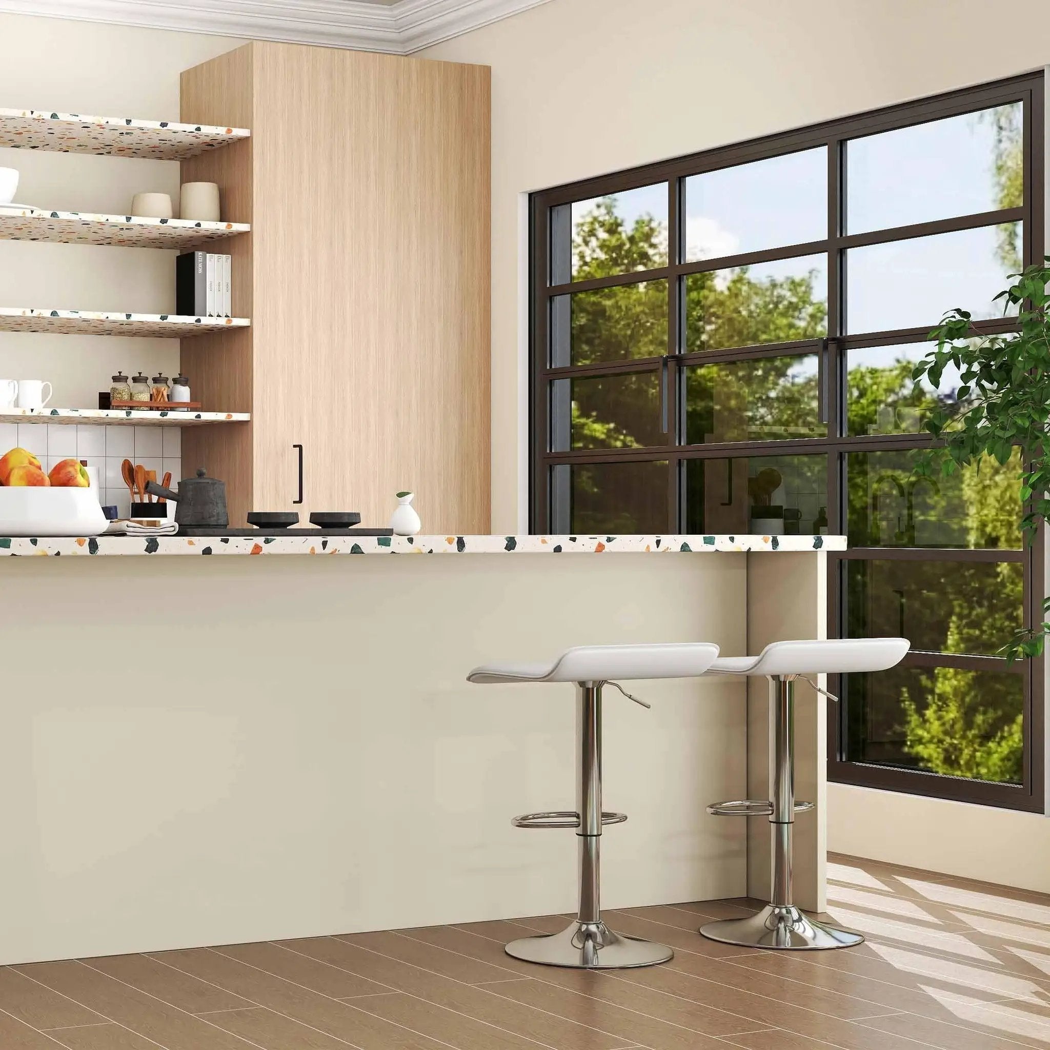 4-Piece Modern Dining Set with Chairs Bar Stools Dresser and Glass Dining Table by DirectDeals