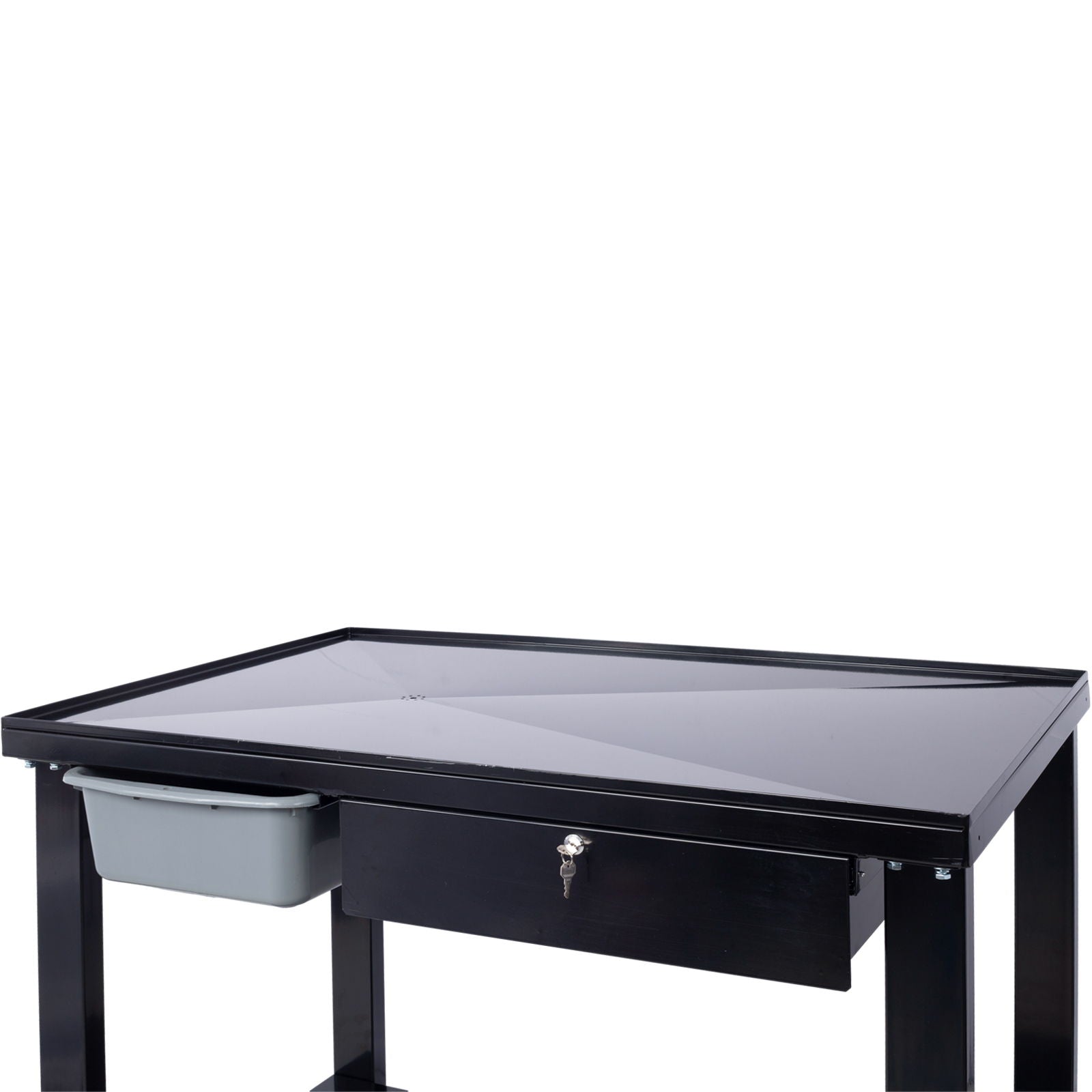 Transmission Teardown Work Station 1 / 2 Ton Capacity Sloping Drain Table Locking Drawer Removable Drain Basin Full-Width Lower Shelf Four 4" Caster Wheels by HouseOfZazla