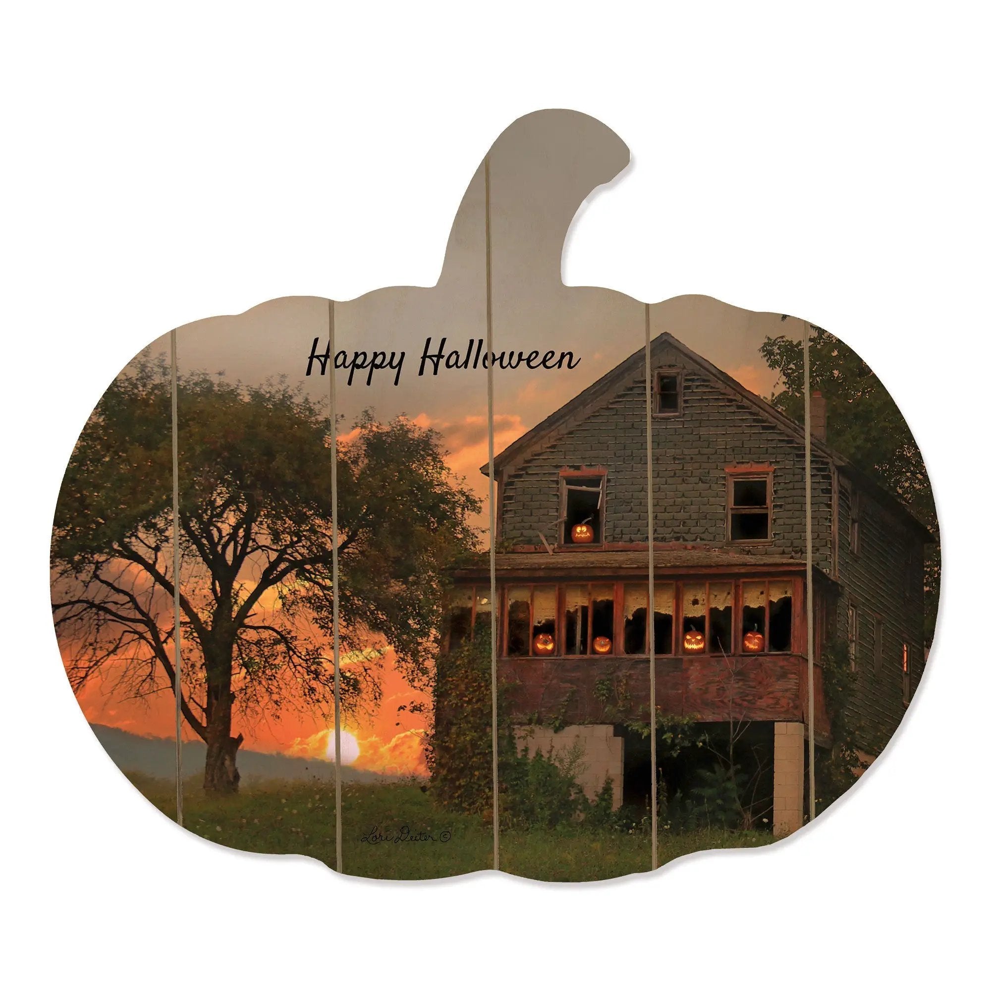 Happy Halloween Wooden Pumpkin Wall Art by Artisan Lori Deiter by HouseOfZazla