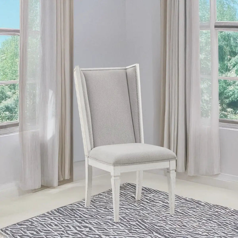 Katia - Hostess Chair (Set of 2) - Light Gray Linen & Weathered White by Unique Piece Furniture