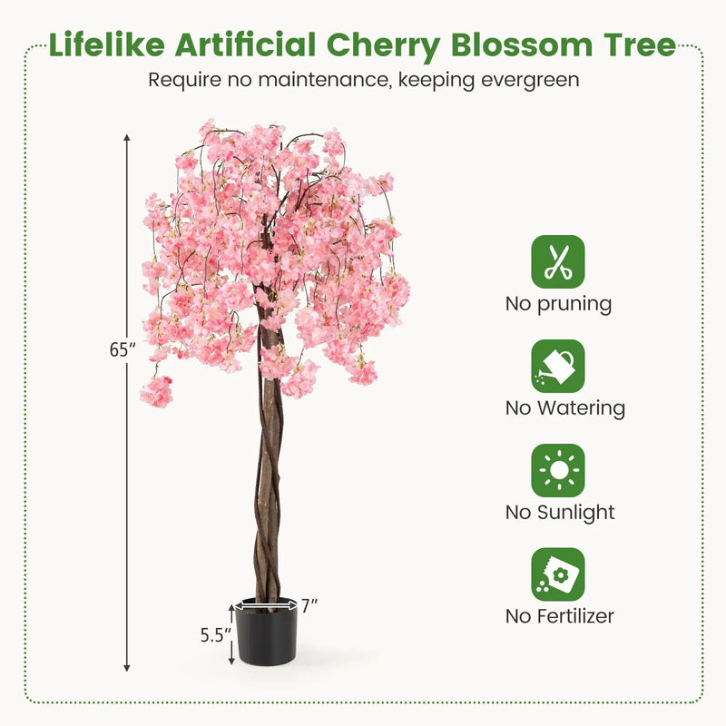 5.5 FT Tall Artificial Cherry Blossom Tree with Pink/White Flowers 2 Pack by DirectDeals