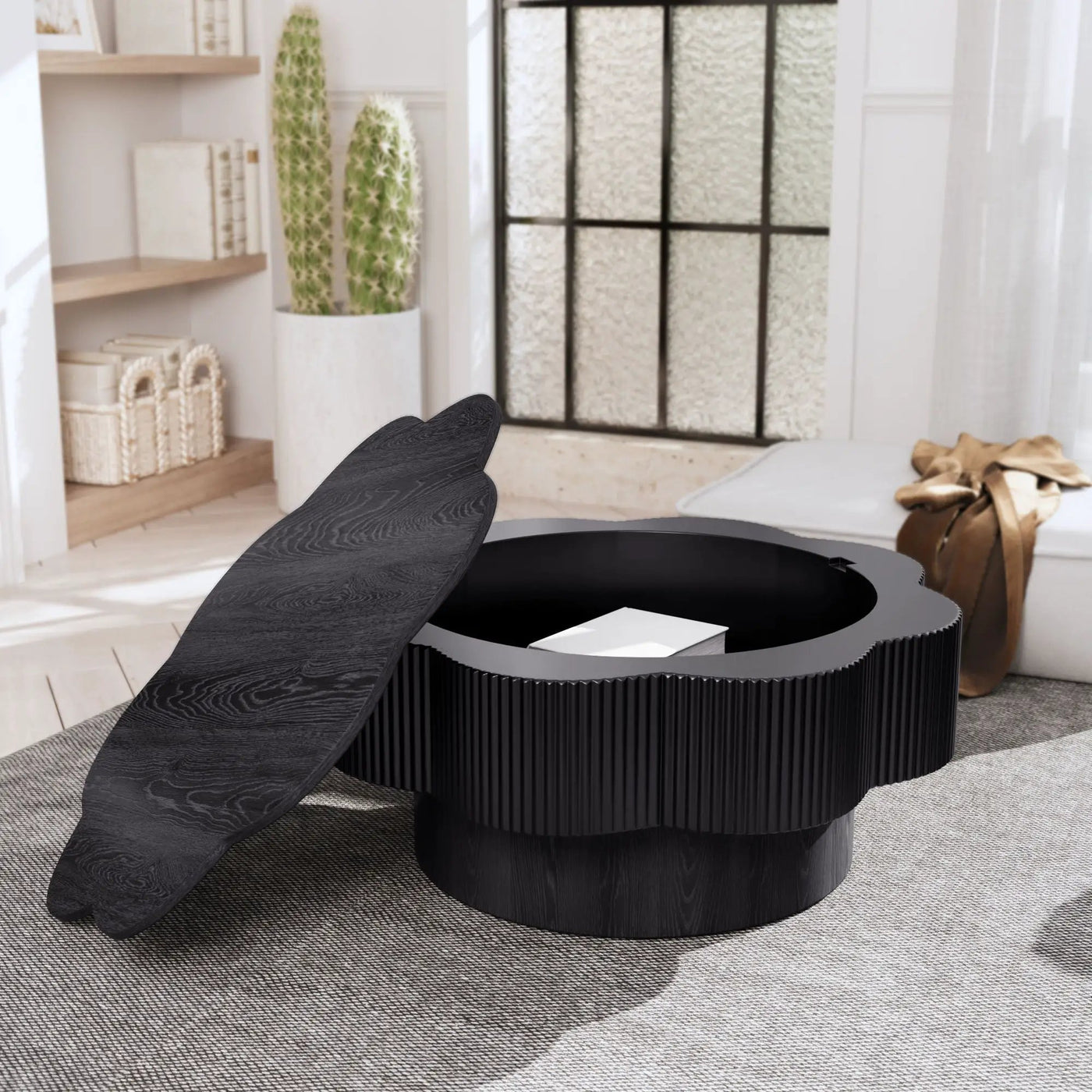 Modern Plum Blossom Shaped Coffee Table With Storage by HouseOfZazla