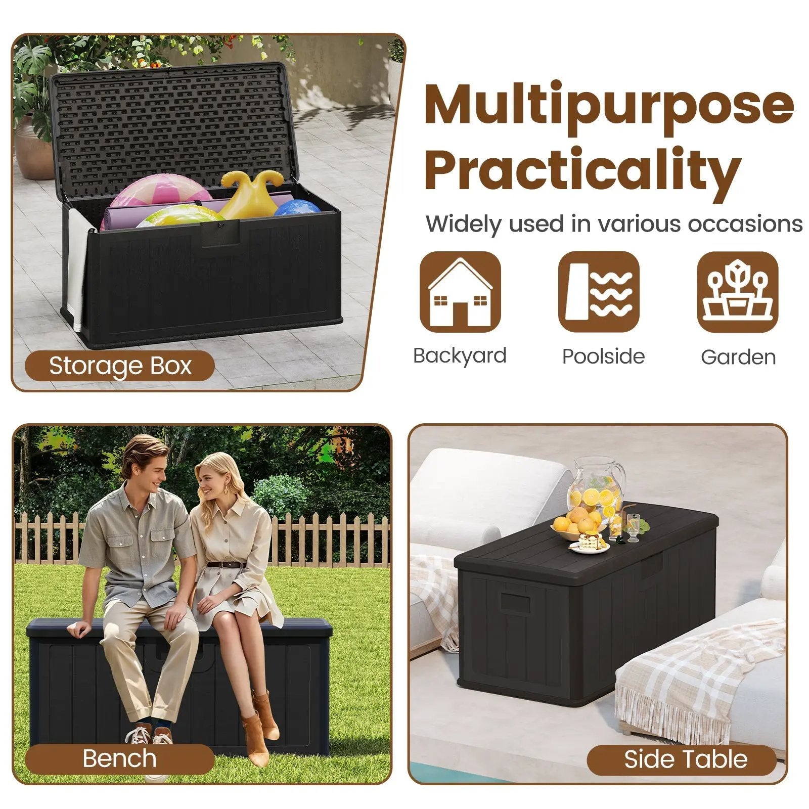 100 Gallon Large Deck Box with Lockable Lid for Patio by DirectDeals
