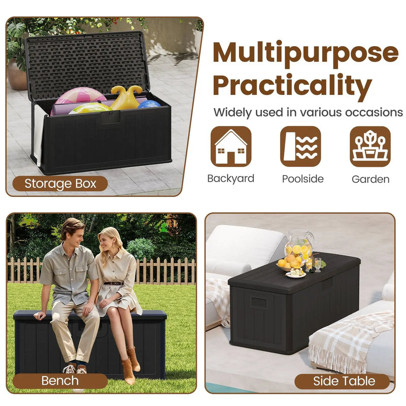 100 Gallon Large Deck Box with Lockable Lid for Patio by DirectDeals
