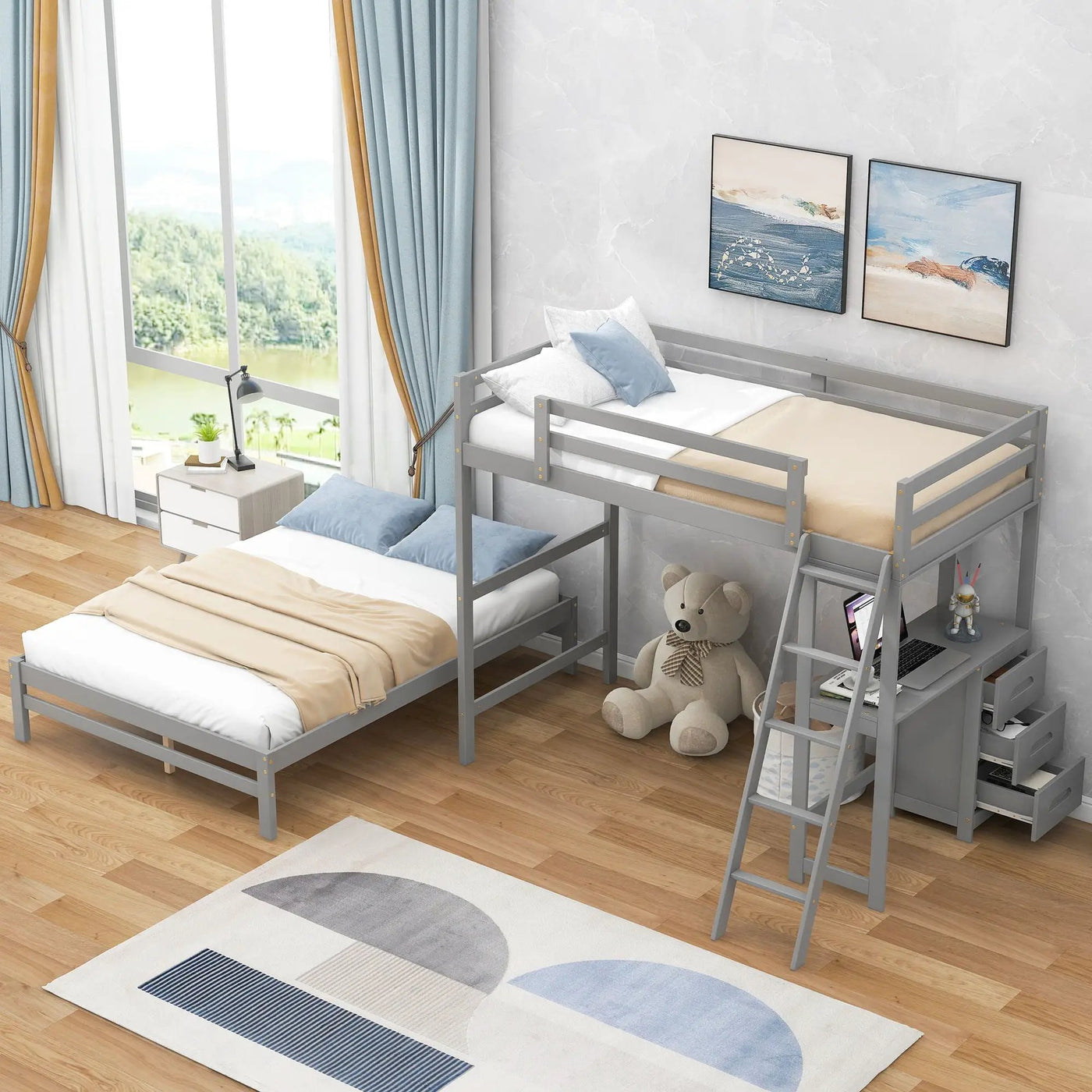 Bunk Bed With Built In Desk And 3 Drawers by HouseOfZazla