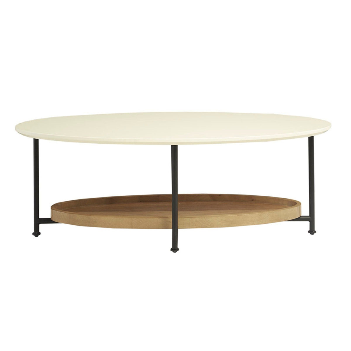Oval Coffee Table with Storage Shelf - White / Natural, photo 3 of 7