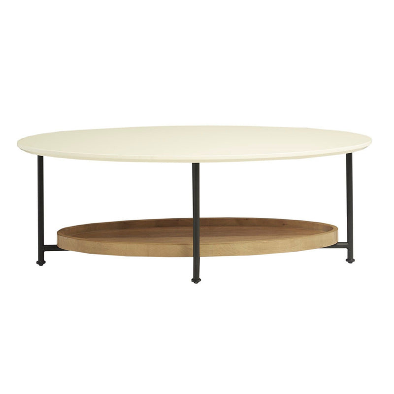 Oval Coffee Table with Storage Shelf - White / Natural, photo 3 of 7