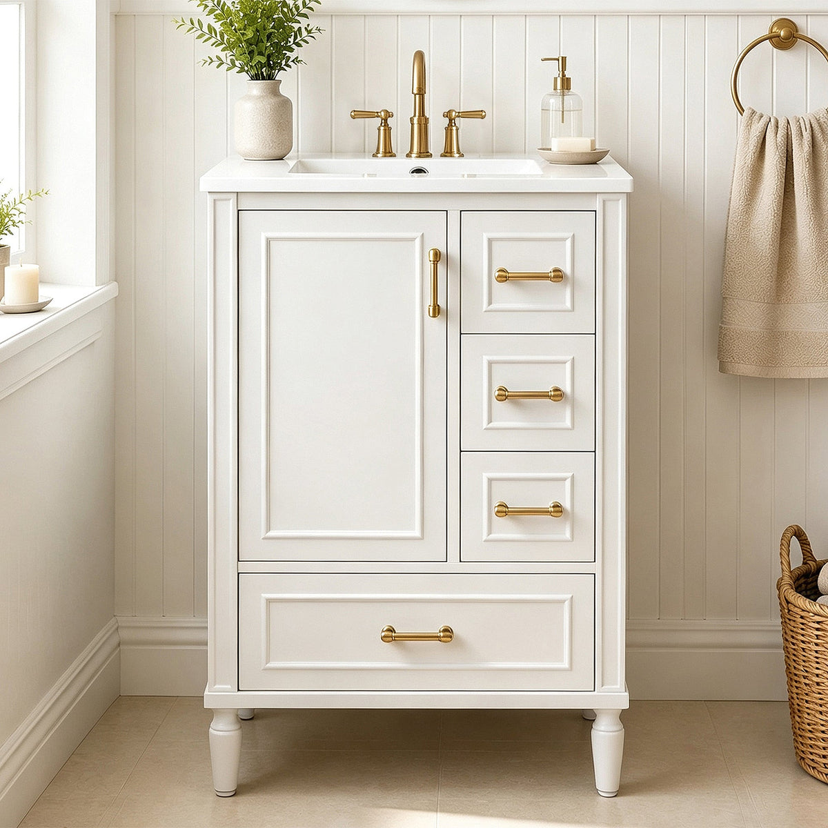 24" Modern Bathroom Vanity with Ceramic Sink