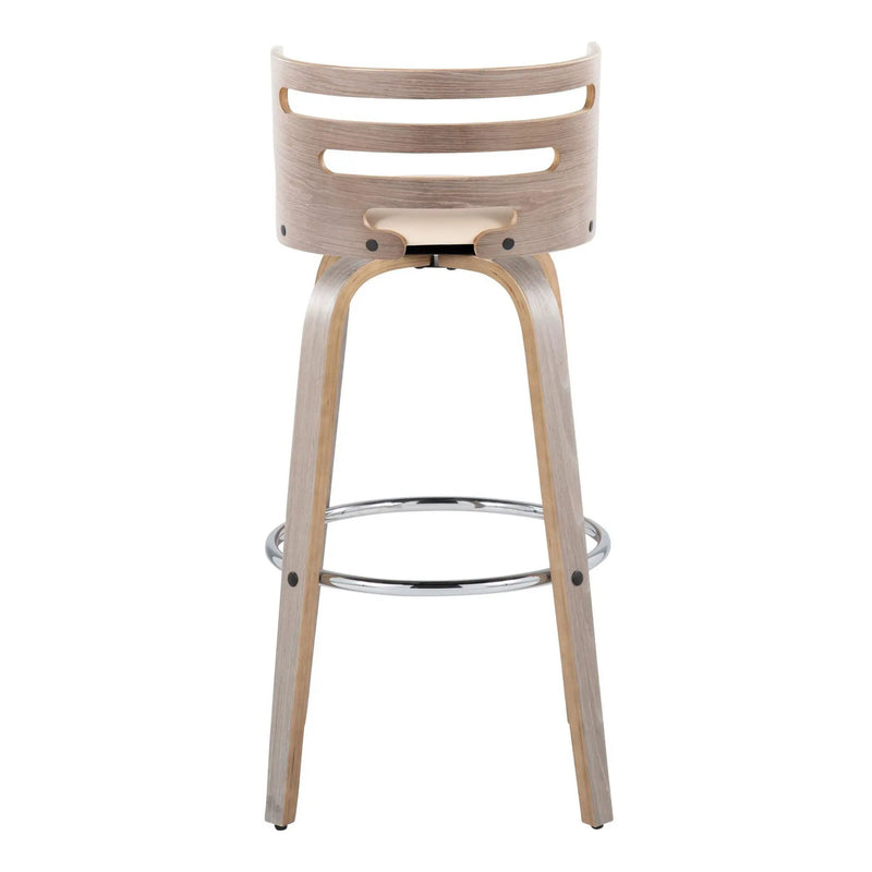 Cosini - Mid Century Modern Fixed Height, Barstool With Swivel With Round Footrest (Set of 2) by Unique Piece Furniture
