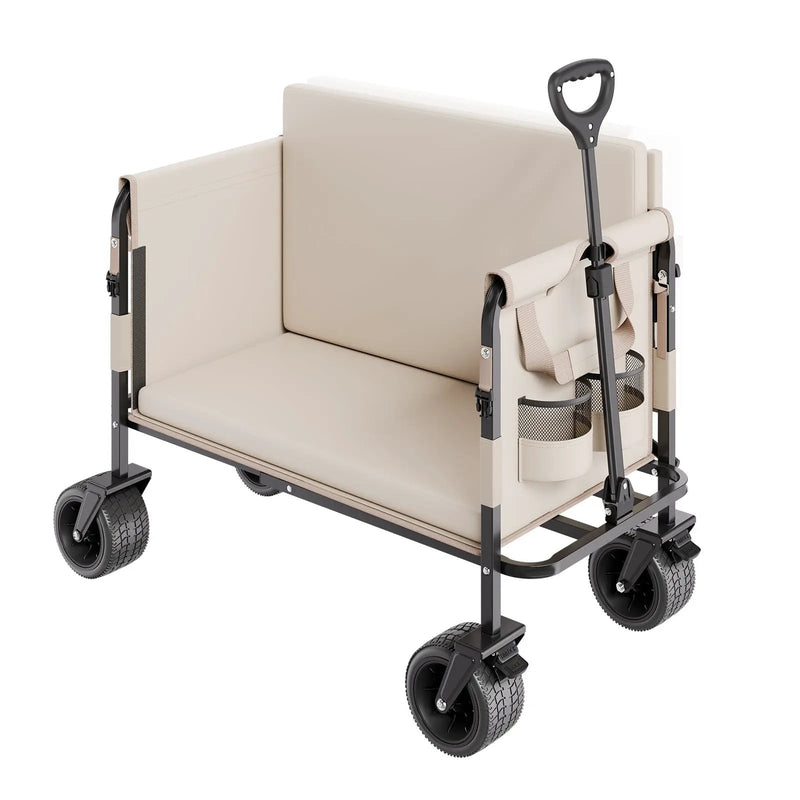 Foldable Wagon Cart Converts to Bench 550lb Load & 220L Utility Wagon for Camp by HouseOfZazla