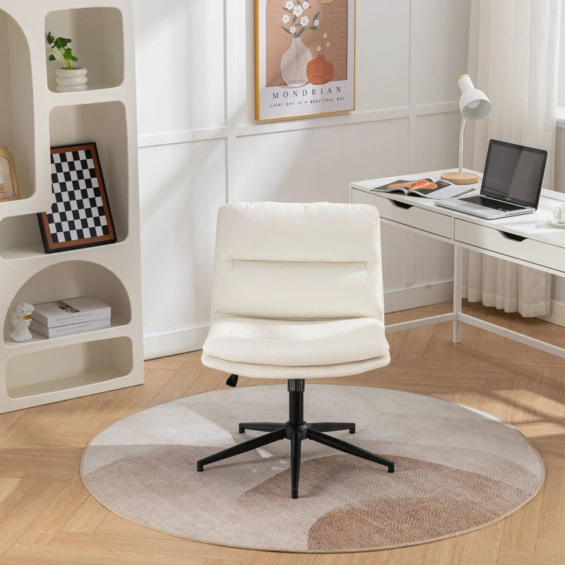 Bizerte - Adjustable Swivel Criss-Cross Chair, Wide Seat / Office Chair / Vanity Chair - White by Unique Piece Furniture