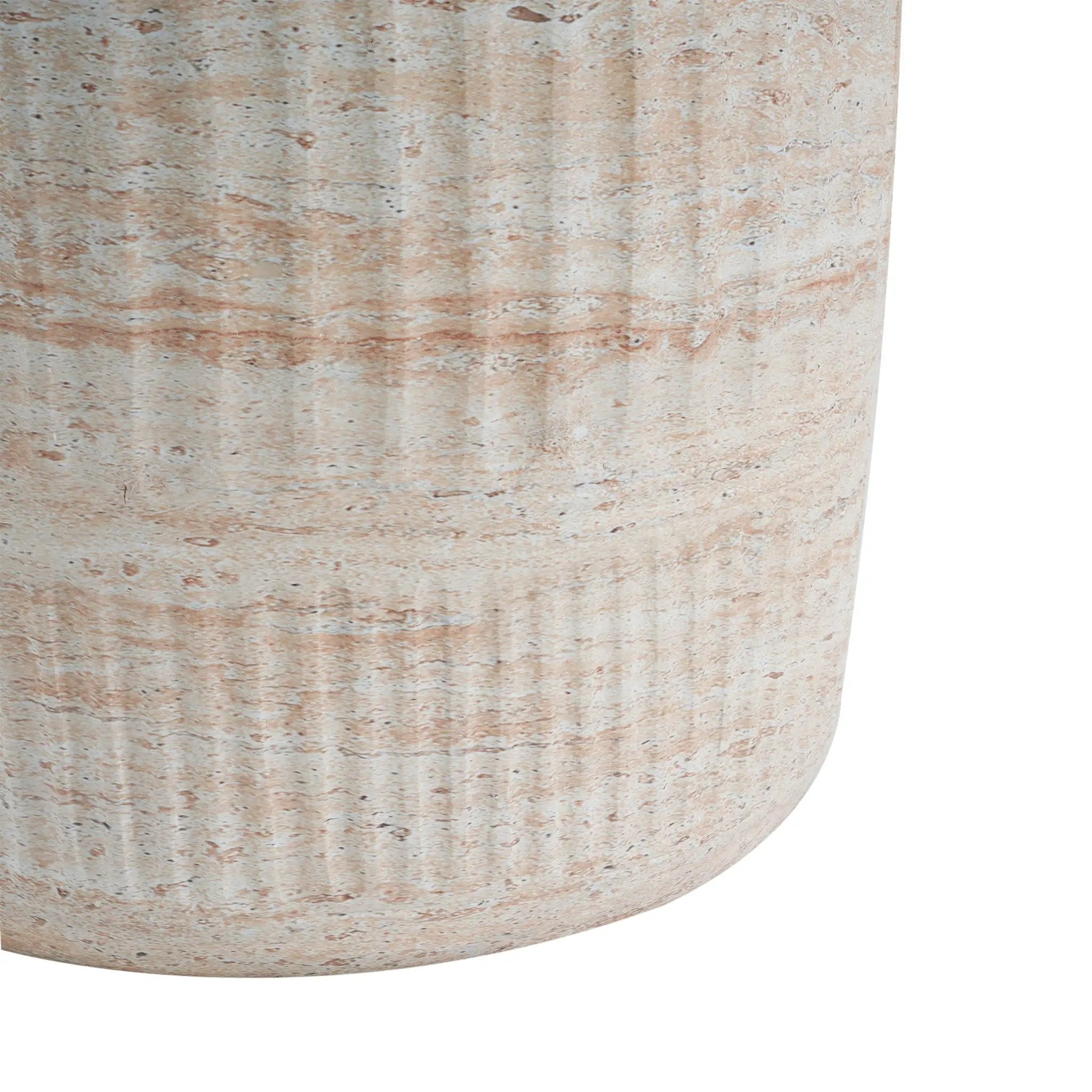Stylish Outdoor / Indoor Lightweight Concrete Side Table With Travertine - Beige by HouseOfZazla