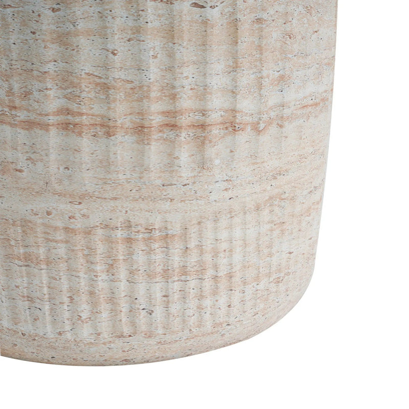 Stylish Outdoor / Indoor Lightweight Concrete Side Table With Travertine - Beige by HouseOfZazla