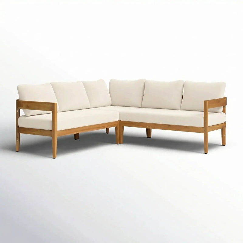 Brooklyn 3-Pieces Patio Conversation Set, Teak+Beige by HouseOfZazla