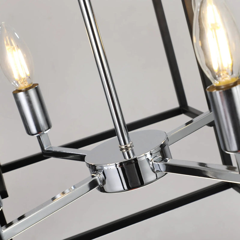 18' Modern 8-Light Black & Chrome Geometric Pendant Chandelier by HouseOfZazla