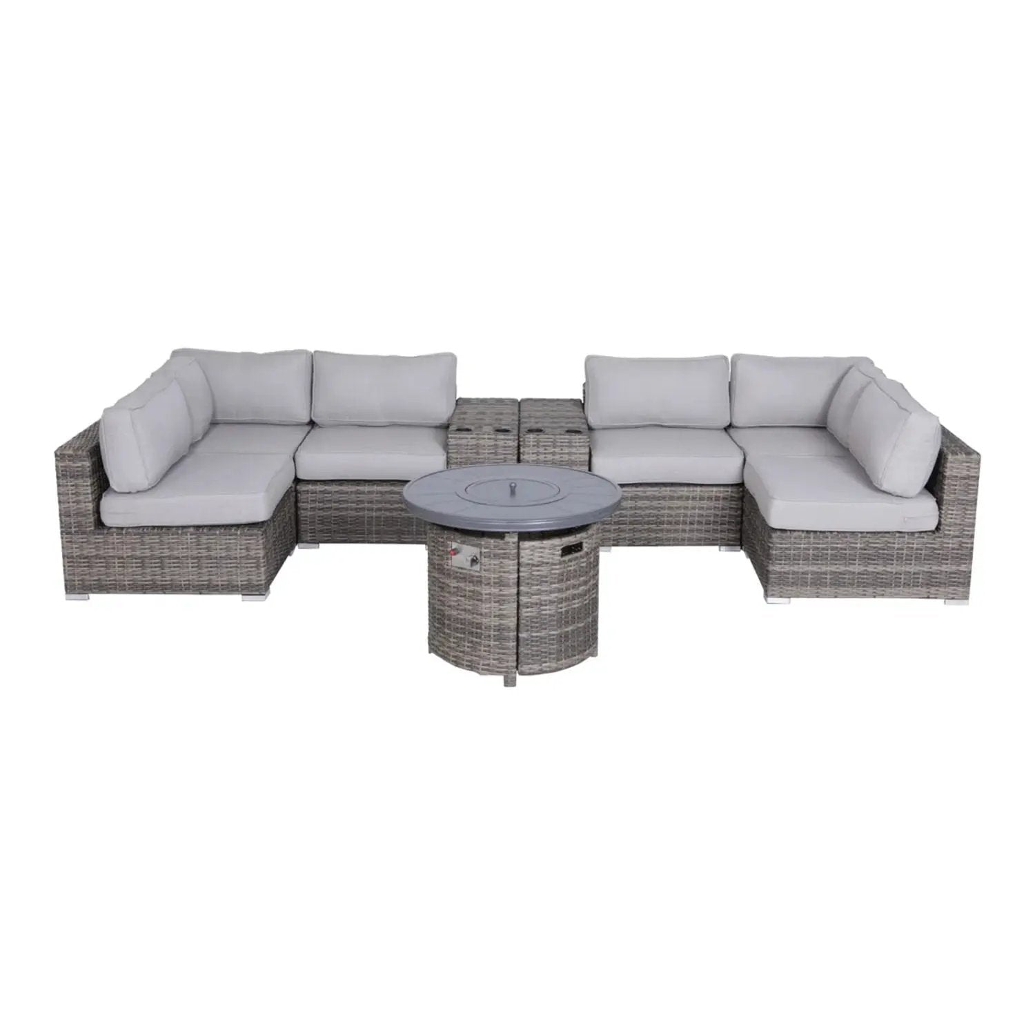 Wicker Outdoor Lounge Set With Cushions And Fire Pit by Unique Piece Furniture