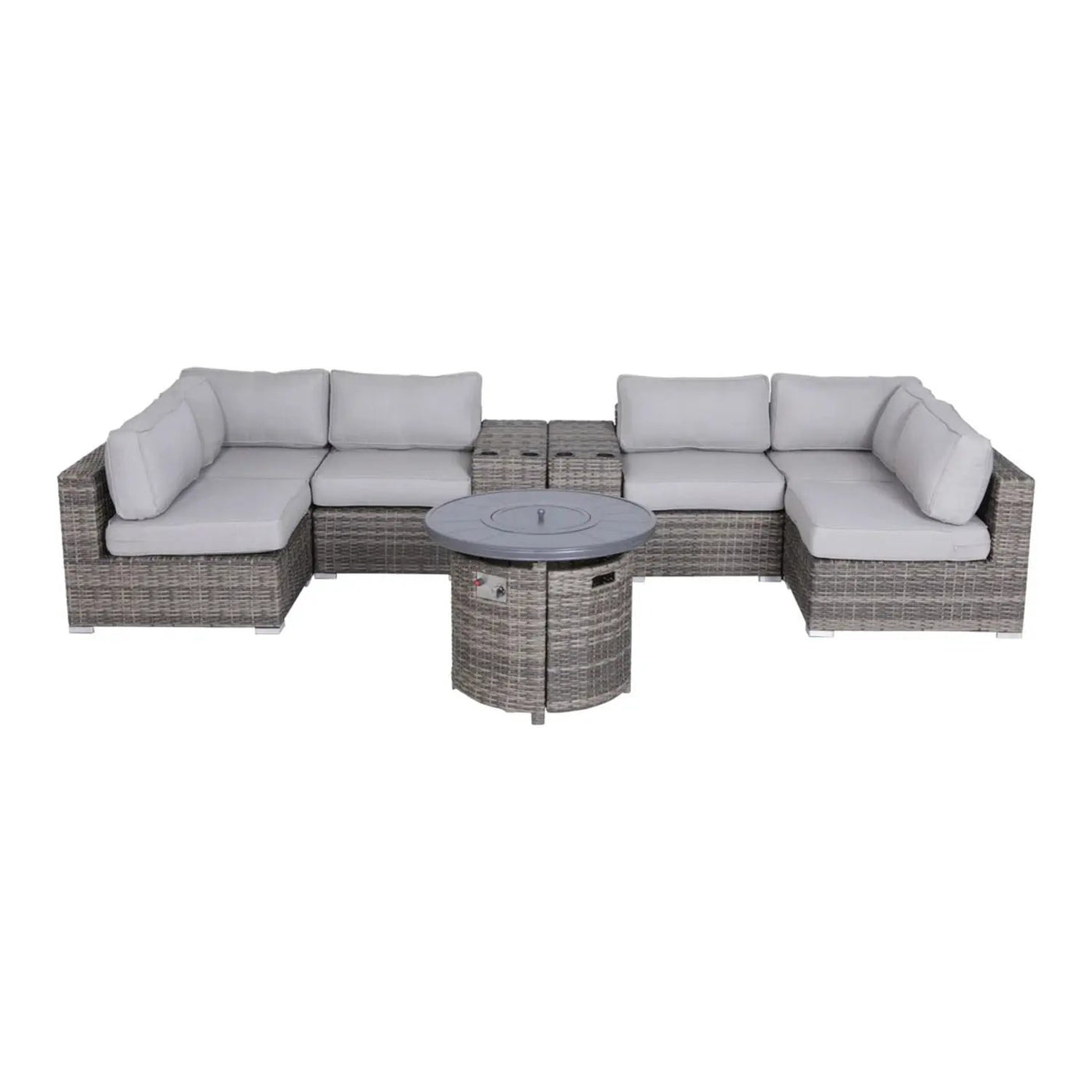 Wicker Outdoor Lounge Set With Cushions And Fire Pit by HouseOfZazla