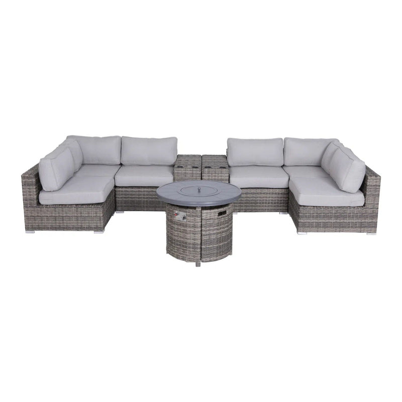 Wicker Outdoor Lounge Set With Cushions And Fire Pit by HouseOfZazla