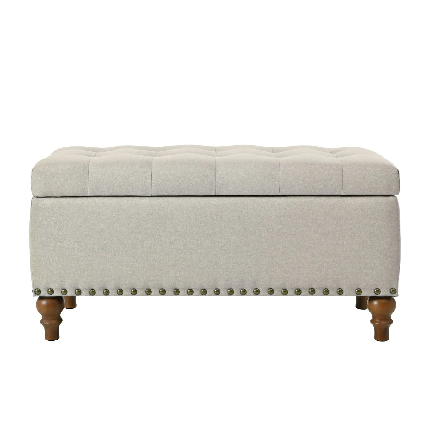 Upholstered Ottoman With Storage And Rivet Trim by HouseOfZazla