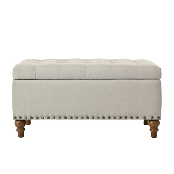 Upholstered Ottoman With Storage And Rivet Trim, photo 2 of 14