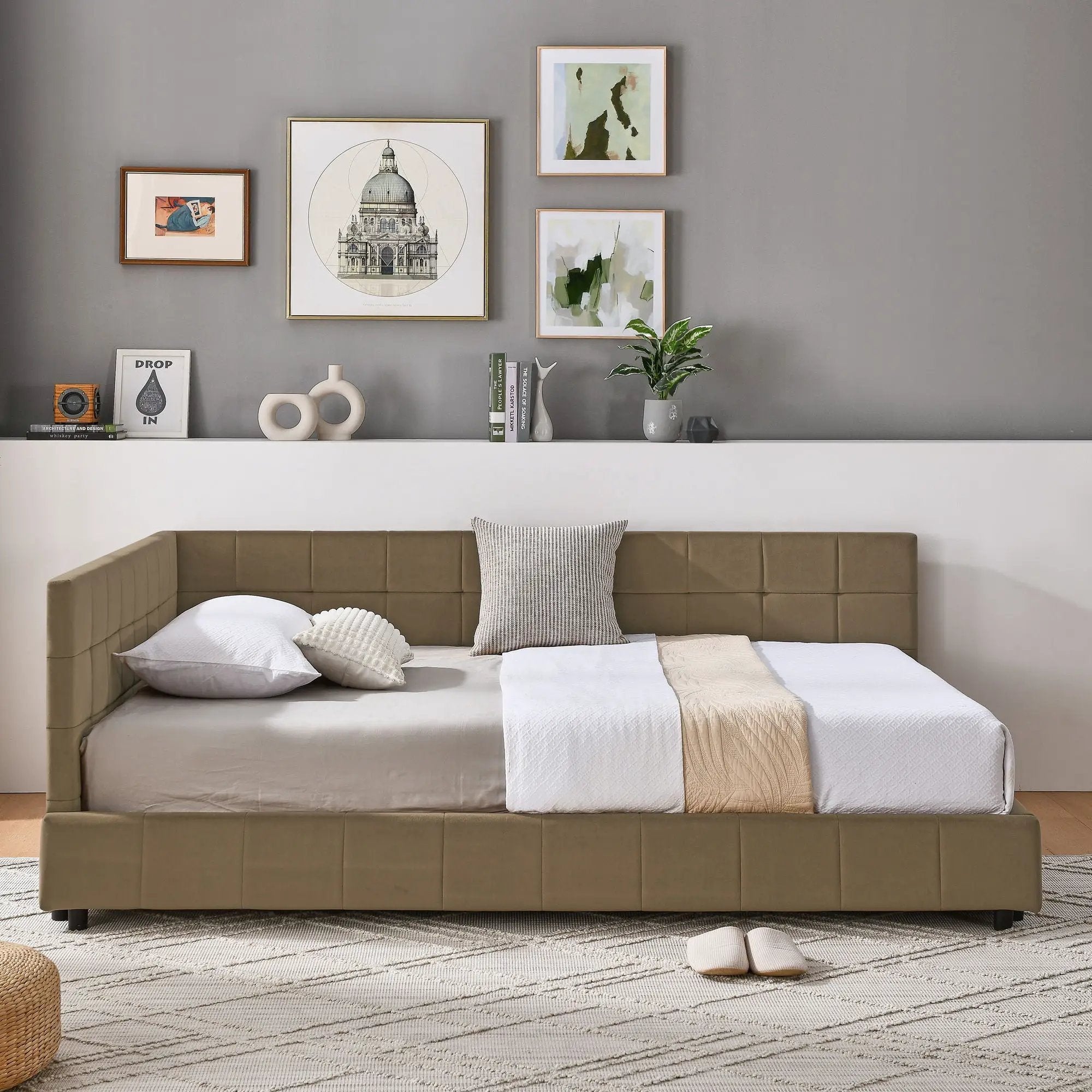 Upholstered Bed Frame With Tufted Backrest And Armrests by Unique Piece Furniture
