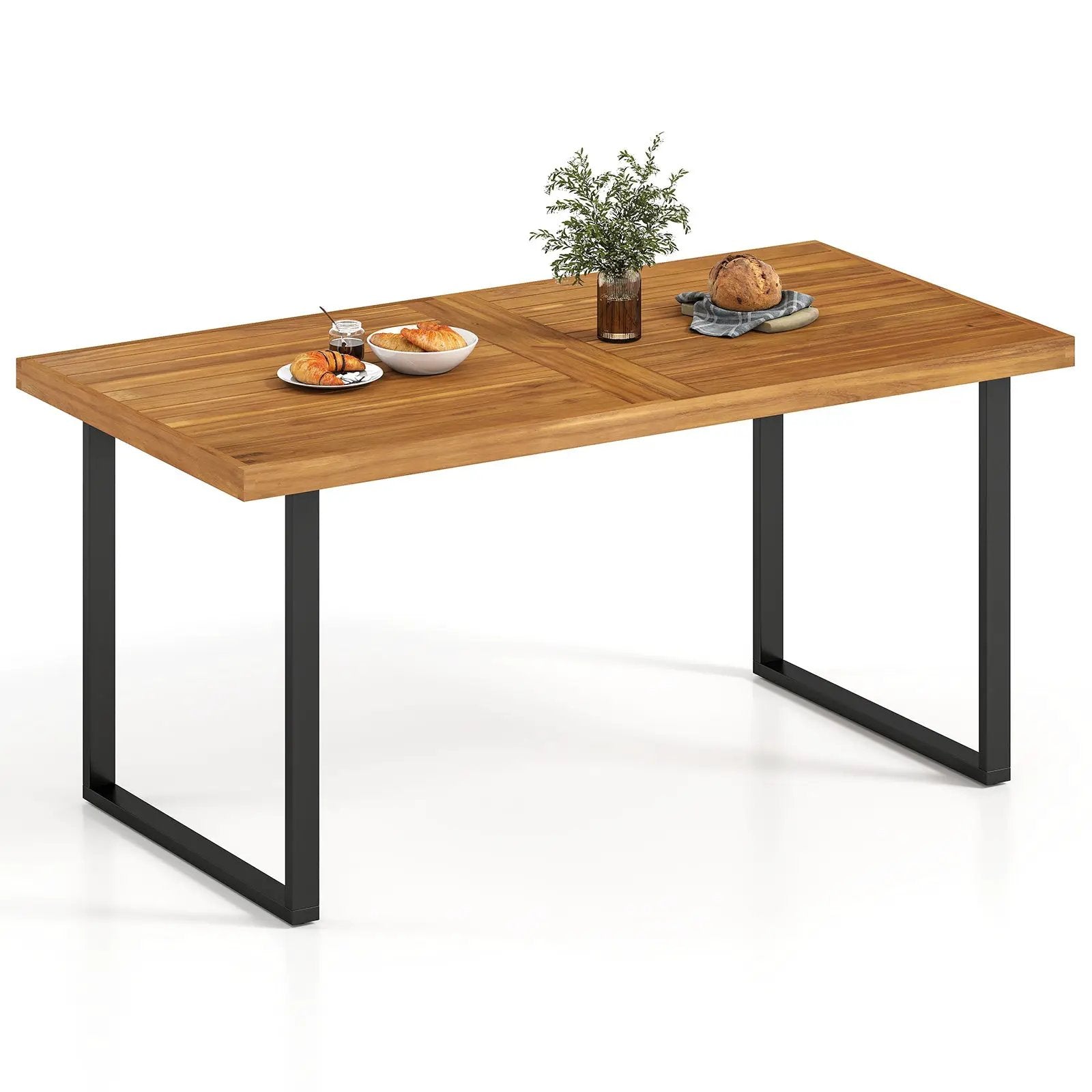Acacia Wood Dining Table for 6 People Wooden Rectangular Table by DirectDeals
