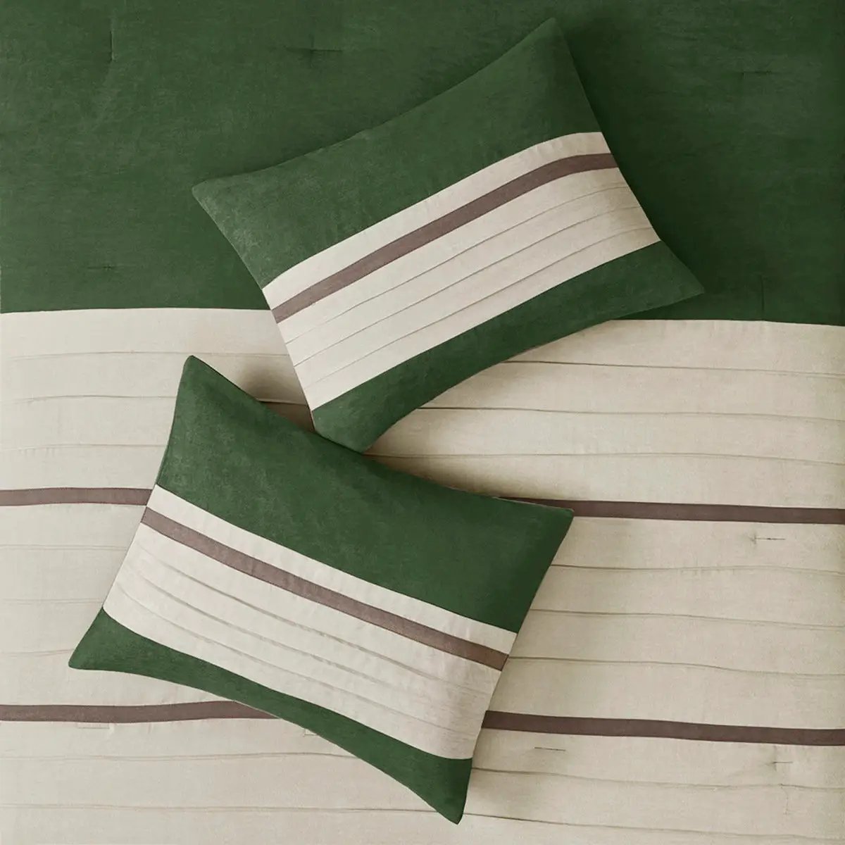 7 Pc Faux Suede Comforter Set Green King by HouseOfZazla