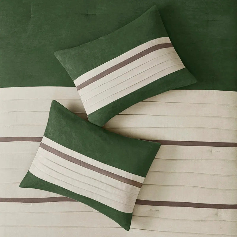 7 Pc Faux Suede Comforter Set Green King by HouseOfZazla