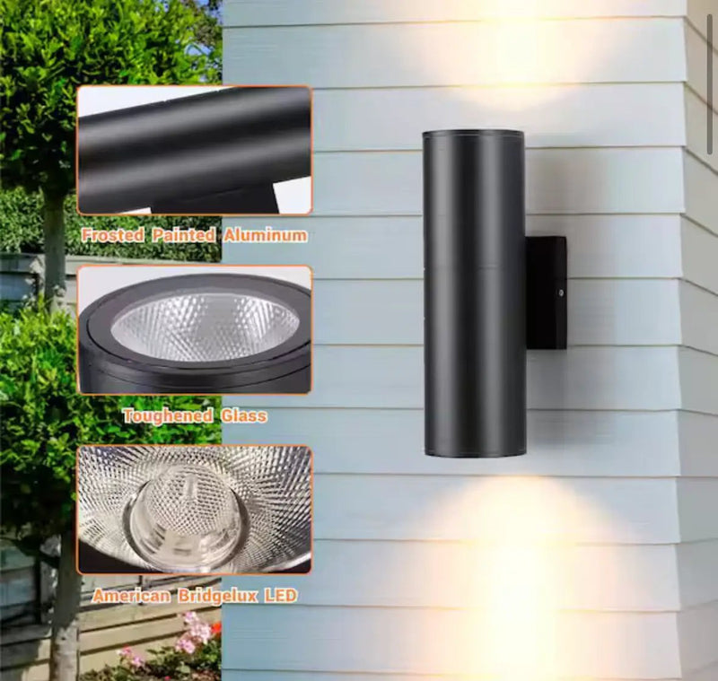 Aluminum 12- Watt Equivalent Integrated LED Black Cylinder Wall Sconce Indoor/Outdoor Wall Pack Light, 2700K (4-Pack by Selzalot