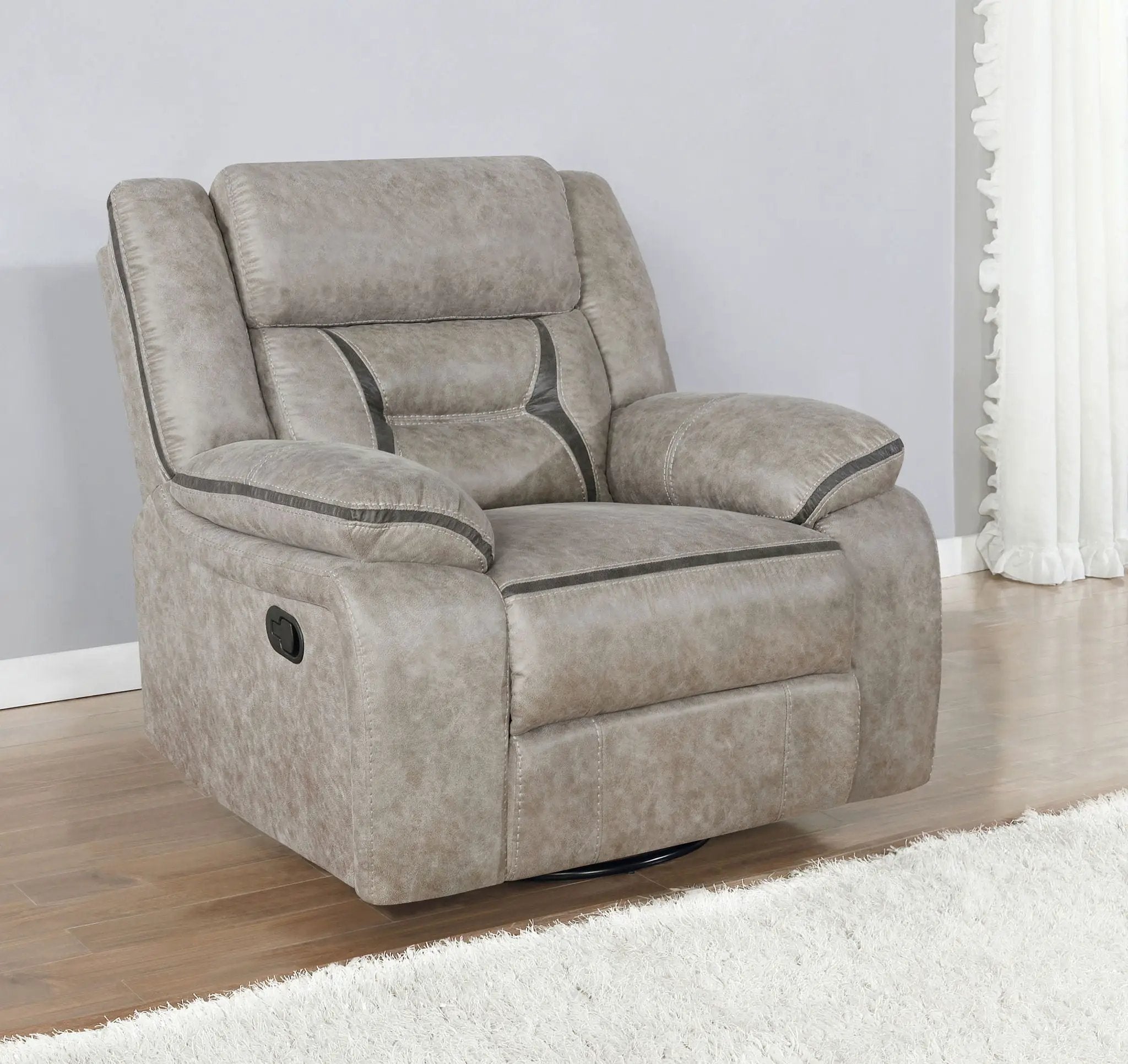 Greer Upholstered Swivel Glider Recliner Chair Taupe by Unique Piece Furniture