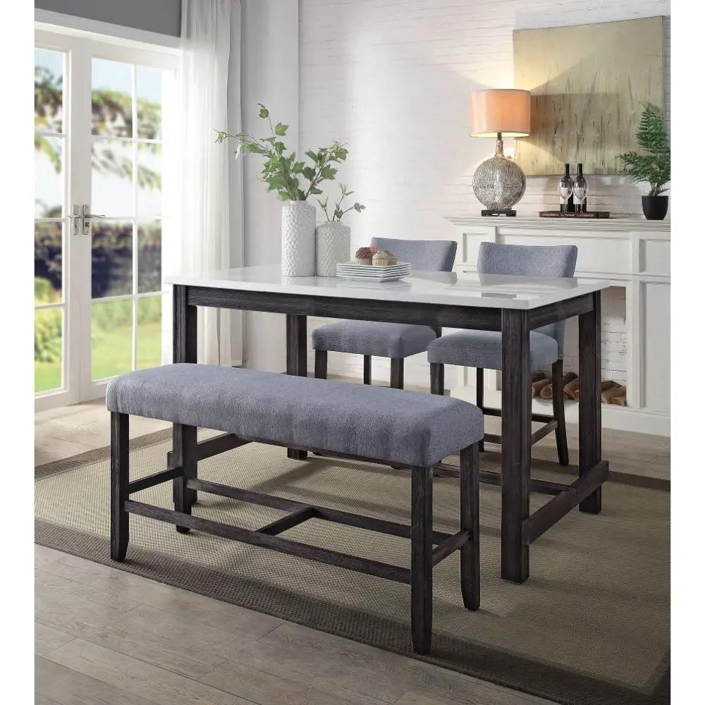 Yelena - Counter Height Bench - Fabric & Weathered Espresso by Unique Piece Furniture