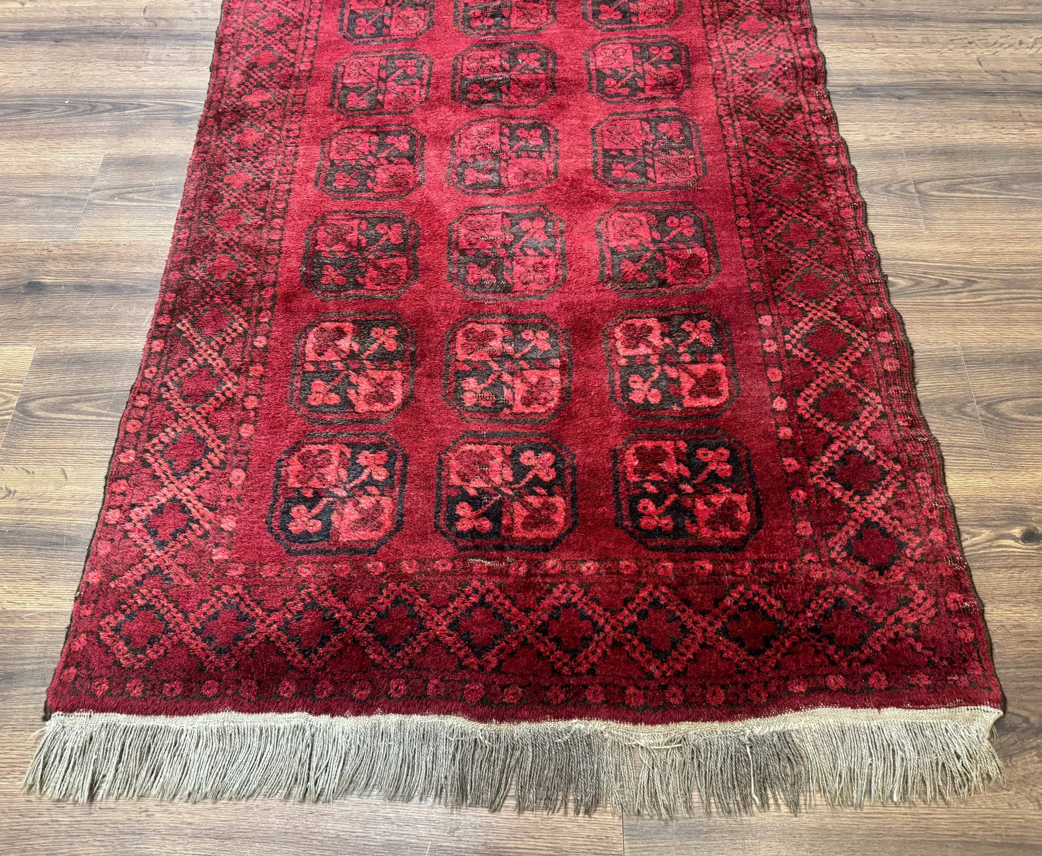 Afghan Turkoman Bokhara Bashir Rug 3x6, Red by Jewel Rugs